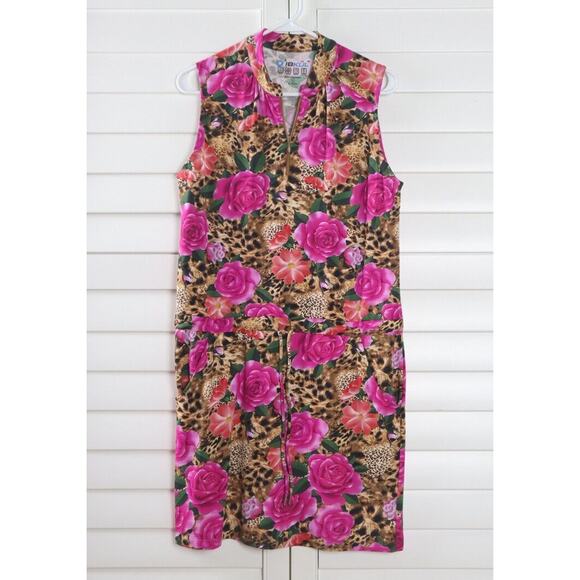 IBKUL $128 Rose Floral Leopard 1/2 Zip Golf Stretch Athletic Dress Size Small - Picture 5 of 6